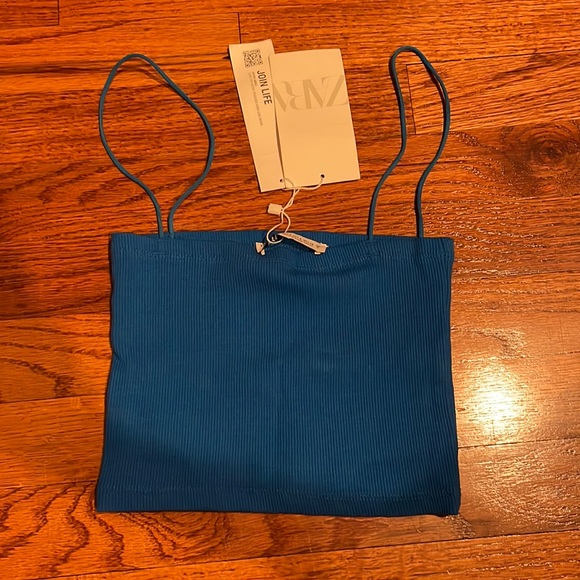 Zara Tops Zara Blue Spaghetti Strap Crop Tank Poshmark